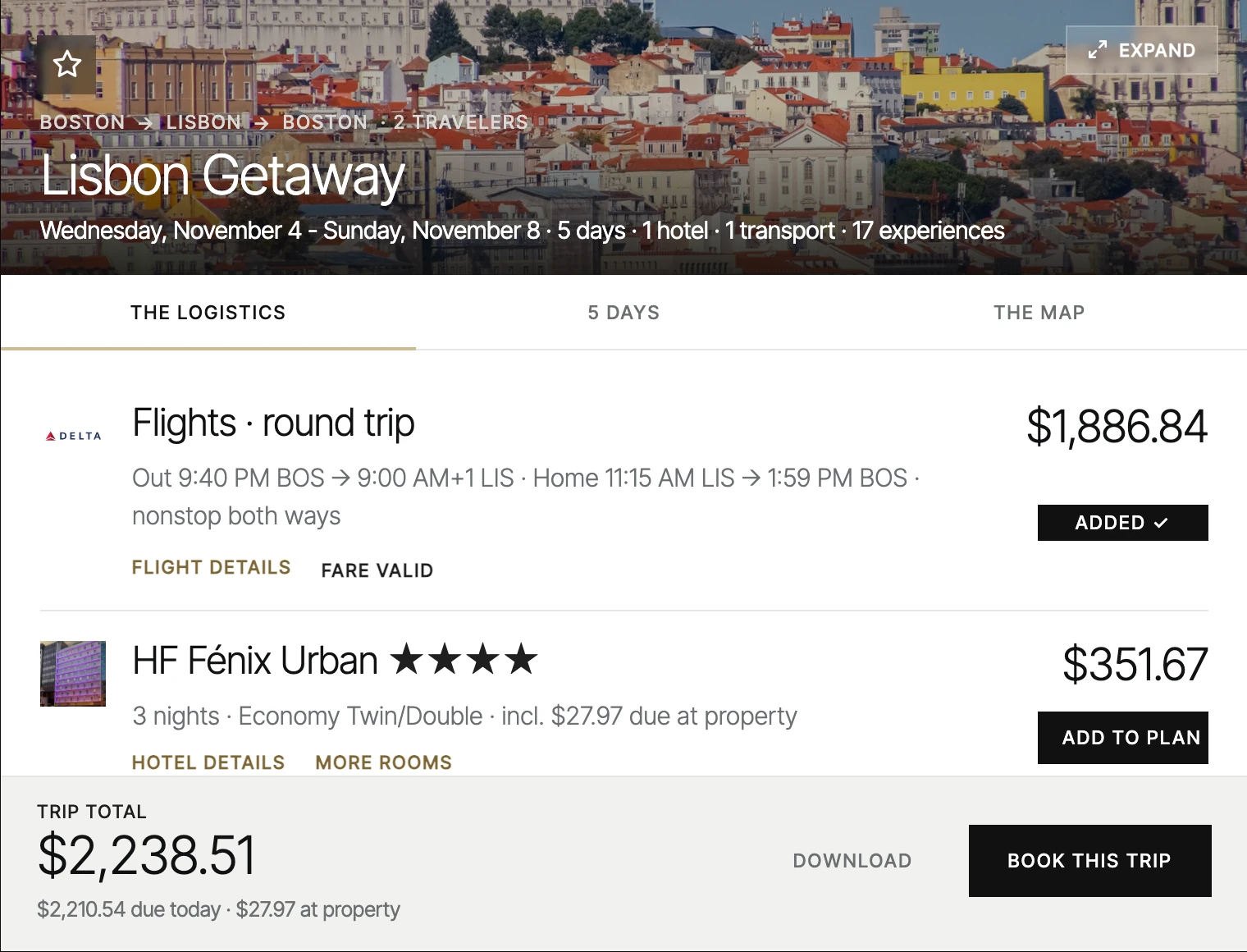 A whole trip on one card in Tripp